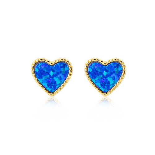 Isabella Opal Heart Stud Earrings E369