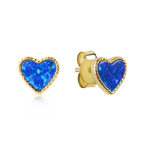 Isabella Opal Heart Stud Earrings E369