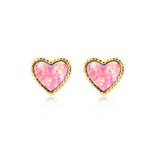 Isabella Opal Heart Stud Earrings E369