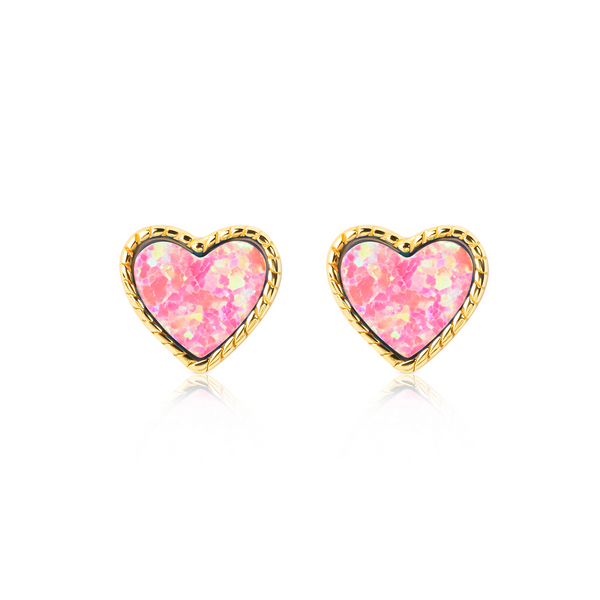 Isabella Opal Heart Stud Earrings E369