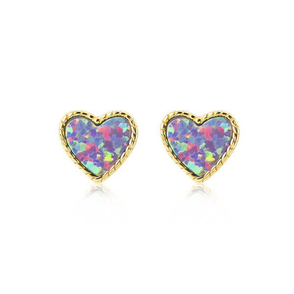 Isabella Opal Heart Stud Earrings E369