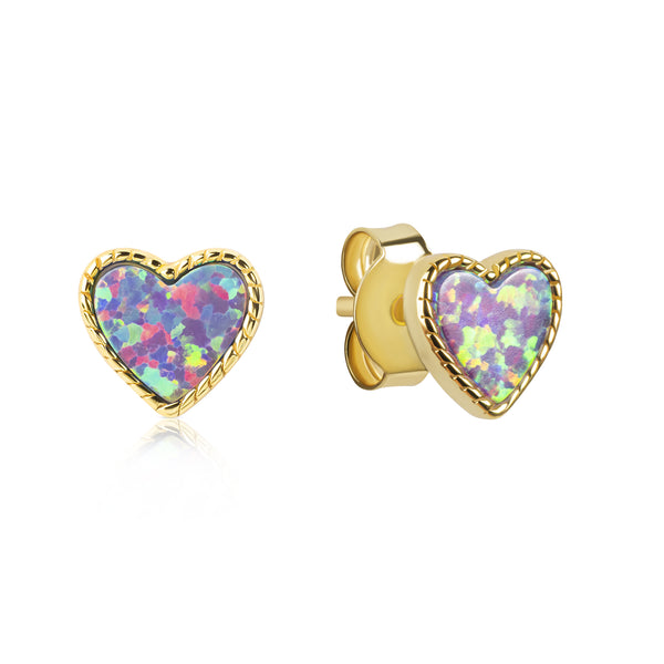 Isabella Opal Heart Stud Earrings E369