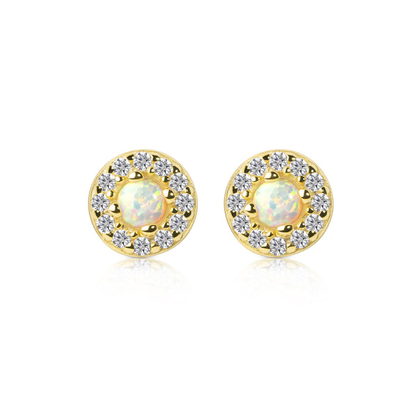 Gracie CZ Opal Stud Earrings E386