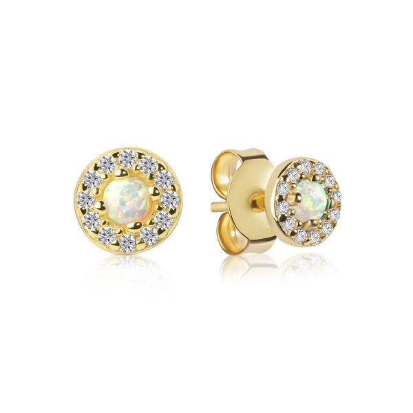 Gracie CZ Opal Stud Earrings E386
