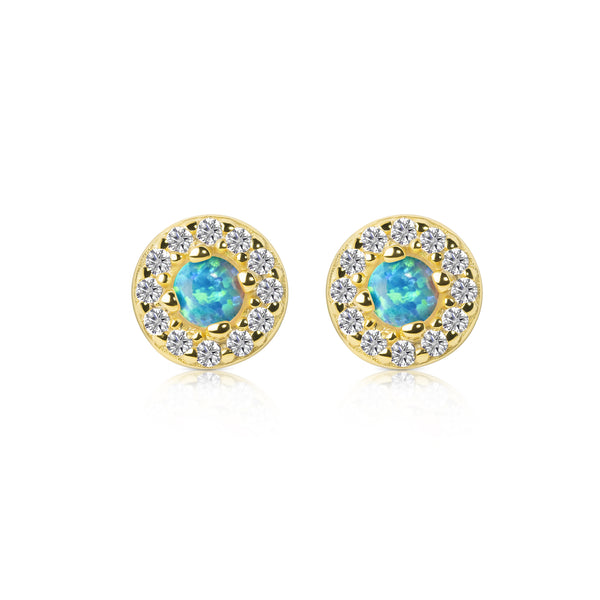 Gracie CZ Opal Stud Earrings E386