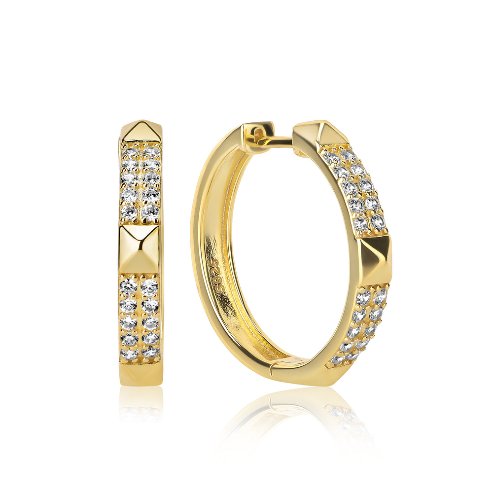 Cloe CZ Studded Hoop Earrings E423
