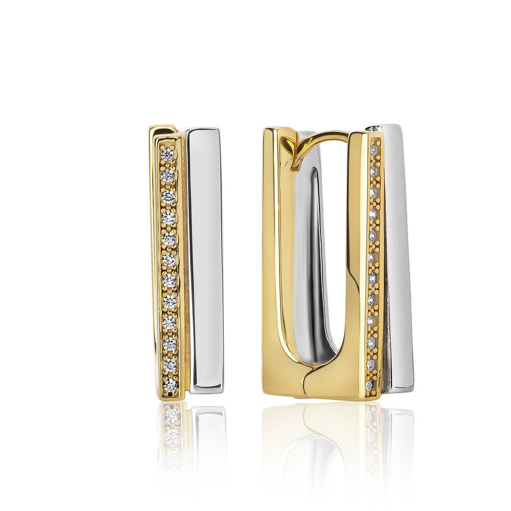 Jayden Gold & Silver Rectangle Hoop Earrings E431